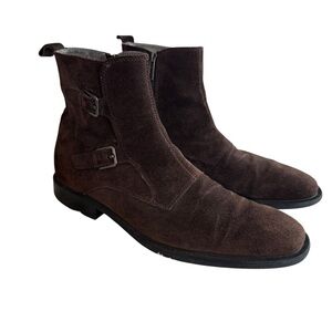 Calvin Klein Men’s Brown Suede Double Buckle Ankle Boots Size 12